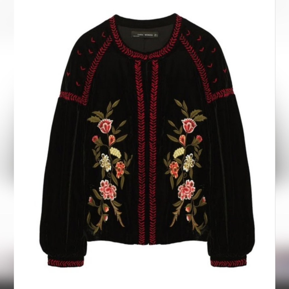 Zara Embroidered Velvet Jacket